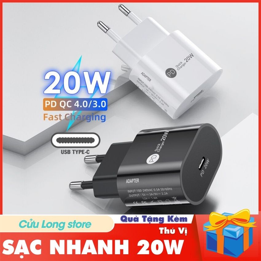 Củ sạc nhanh 20W PD Type C cho điện thoại máy tính bảng