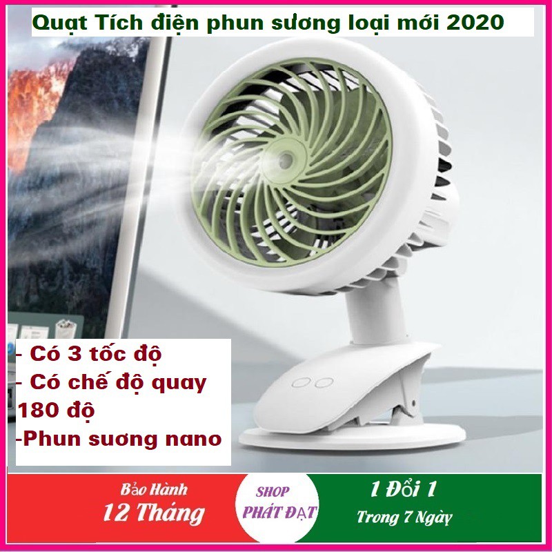 ⚜️Quạt hơi nước⚜️ Quạt phun sương mini ClipFan kẹp bàn 3 tốc độ, Xoay 180 độ dùng trên 4h
