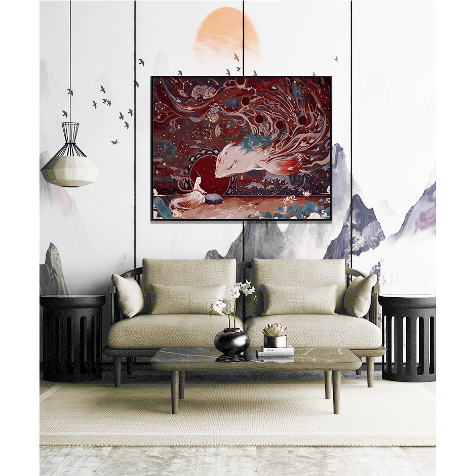 Tranh Cổ Trang Số Hoá Phong Cảnh cổ trang trung quốc 40x50cm DIY Painting By Number Pictures ORDER