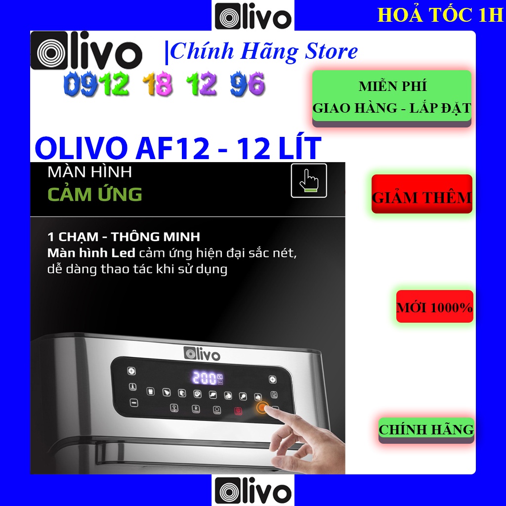 [Mã ELHA03 giảm 5% đơn 300K] [OLIVO AF12] Nồi Chiên Không Dầu OLIVO AF12, Bảo hành chính hãng 24 tháng, Thương Hiệu Mỹ.