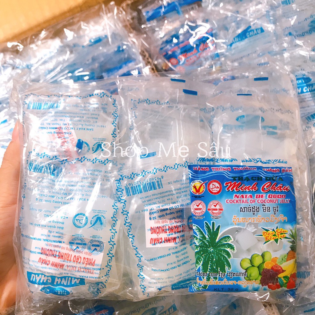 BỊCH 22 Gói Thạch Dừa  Minh Châu Đặc Sản Bến Tre Dai Ngon, Vị Ngọt Thanh