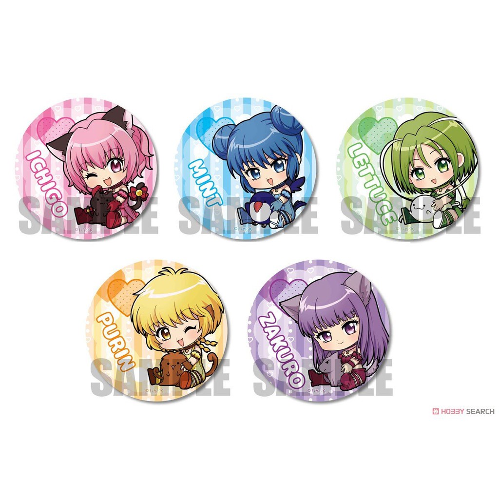 Combo 5 huy hiệu cài áo IN HÌNH Tokyo Mew Mew ver ngồi ôm thú anime chibi dễ thương tiện lợi