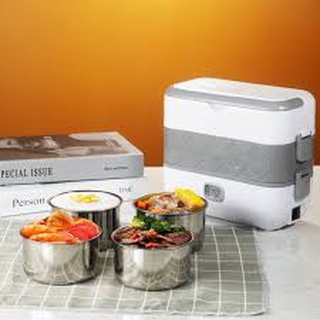 Hộp cơm cắm điện hai tầng, hộp cơm hâm nóng cặp lồng giữ nhiệt thích hợp cho dân văn phòng)