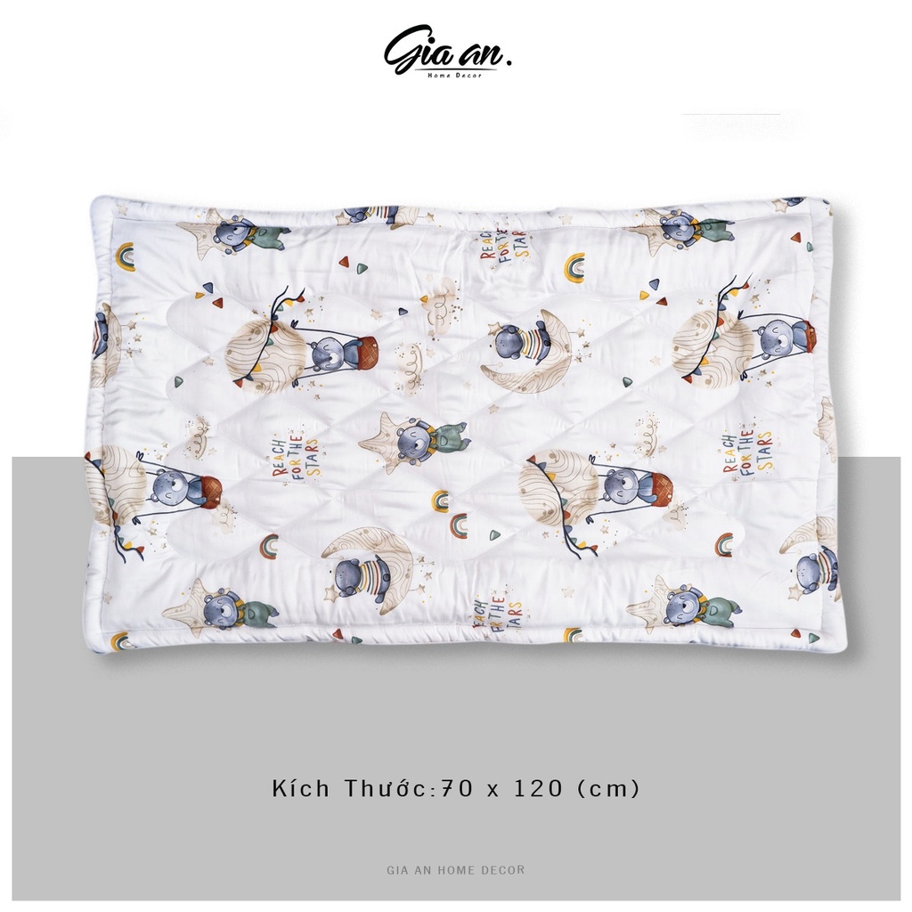 Tấm lót đệm Tencel size 80x140cm chần dày bông cho bé đi học