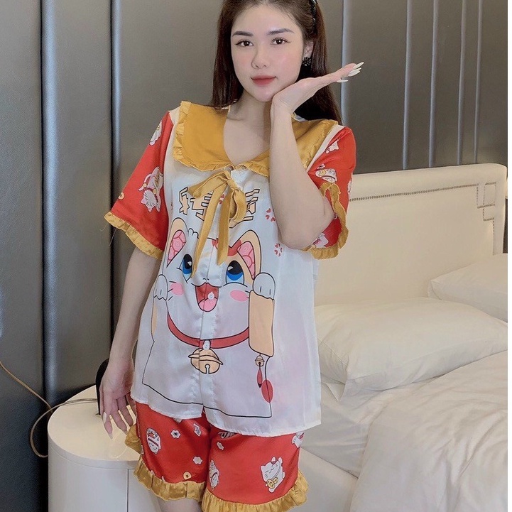 [MẪU MỚI HOT] Đồ Ngủ Nữ, Bộ Pijama Lụa Tay Ngắn Dễ Thương, Hàng có sẵn SLL. | BigBuy360 - bigbuy360.vn