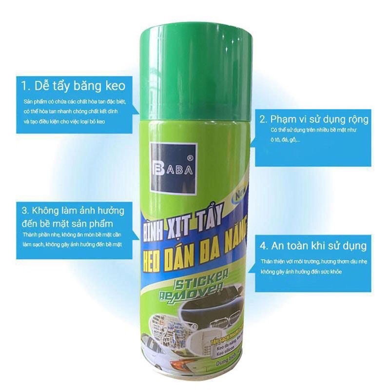 Bình Xịt Tẩy Keo, Băng Dính, Nhựa Đường Cấp Tốc 450ml