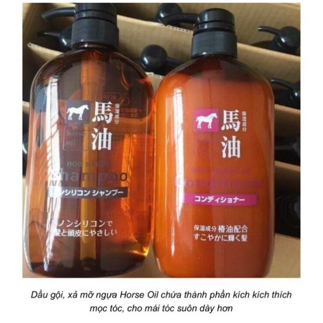 Dầu Gội Xả Mỡ Ngựa Nhật Bản Horse Oil Làm Sạch Tóc và Da đầu Kích Thích Mọc Tóc