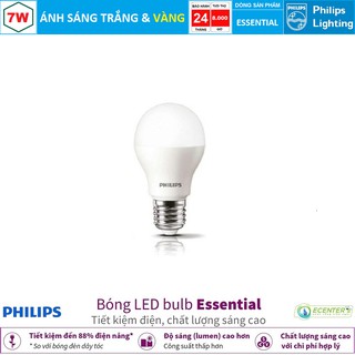 Bóng philips ledbulb essential 7w 6500k/3000k a60 e27