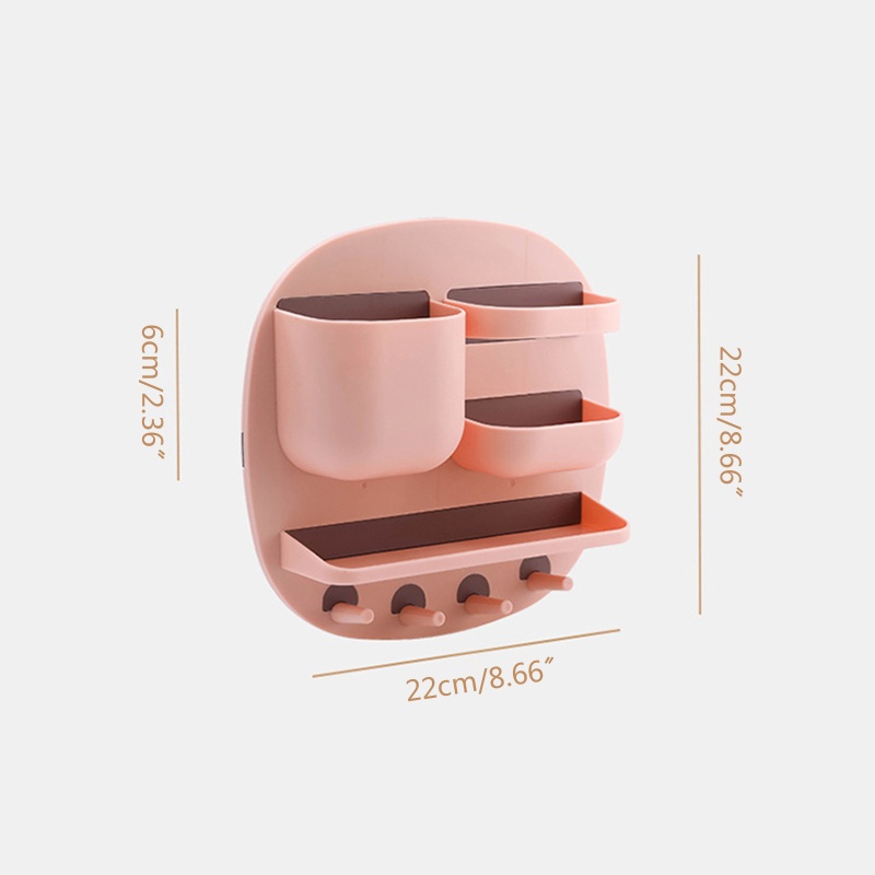 Kệ Đựng Đồ Dùng Chia Ngăn Gắn Tường Kèm Móc Treo Tiện Dụng Cho Nhà Bếp / Phòng Tắm