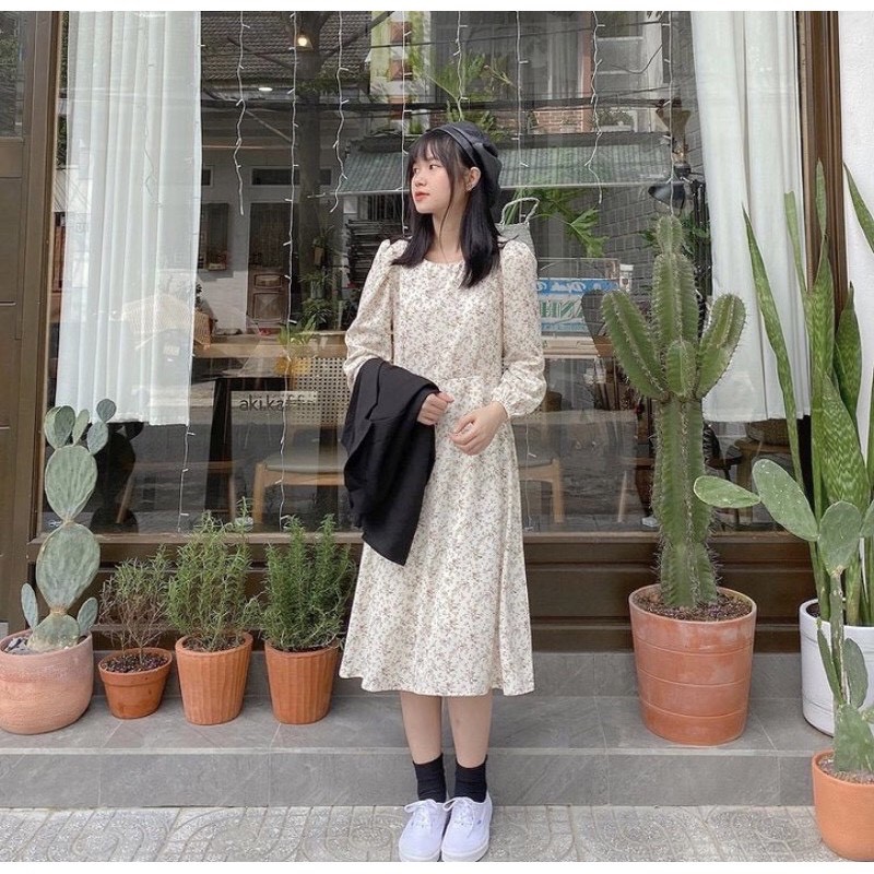 Váy Hoa Nhí vintage Đầm Voan Dáng Dài đẹp dễ thương dáng xòe có lớp lót Quảng Châu kozoda D2 | BigBuy360 - bigbuy360.vn