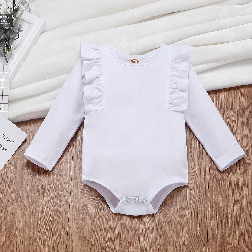 Áo liền quần dài tay phối bèo dễ thương cho bé gái