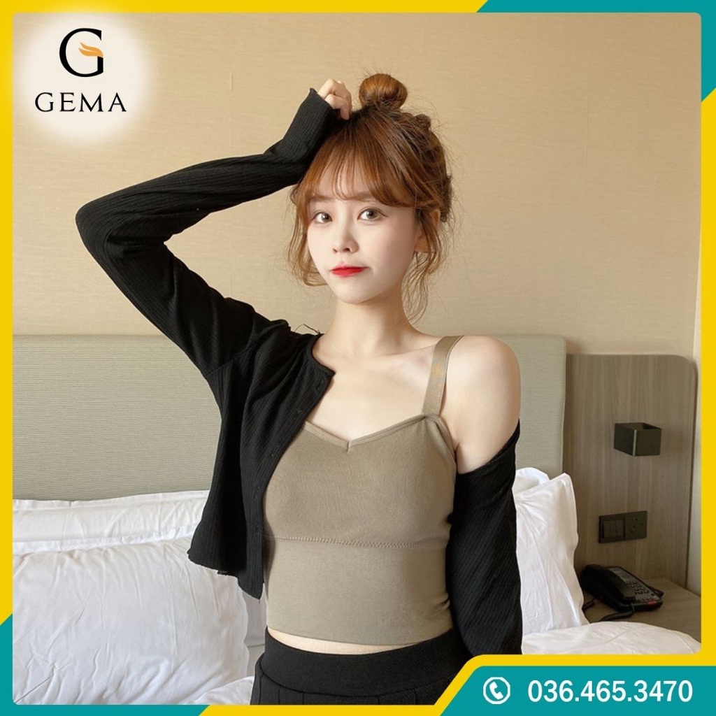 Áo bra nữ 2 dây bản to dáng dài cup tròn có lót nâng ngực BR828
