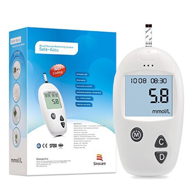 Máy đo đường huyết Safe Accu của Đức tặng 50 que và 50 kim