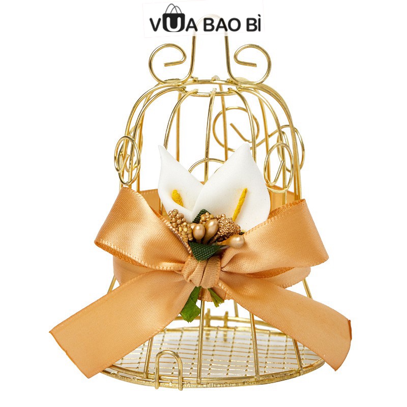 Hộp đựng quà giỏ kim loại mini, hộp lồng chim đựng bánh kẹo trang trí giỏ quà, sự kiện VUA BAO BÌ
