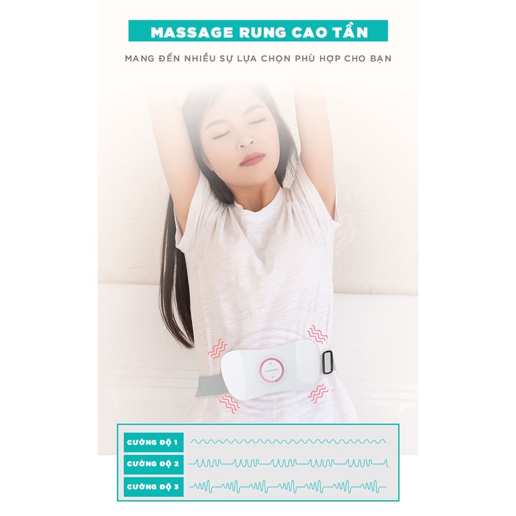 Máy Massage KINGTECH KS-220, Đai Chườm Nguyệt San Kết Hợp Rung Cao Tần, Làm Ấm - Bảo Hành 12 Tháng