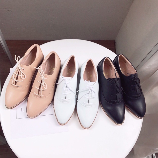 Giày oxford nữ da lỳ gót gỗ mẫu mới 2019 | BigBuy360 - bigbuy360.vn