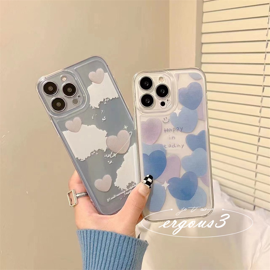 Ốp Điện Thoại Trong Suốt Họa Tiết Trái Tim Dễ Thương Cho iPhone 13 12 11 Pro Max 7 8 Plus SE 2020 X XR Xs Max