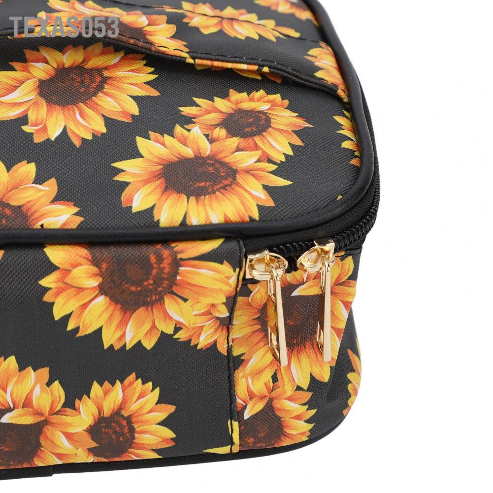 [Hàng mới về] Set 3 túi hướng dương dây kéo vàng đựng đồ vệ sinh mỹ phẩm du lịch không thấm nước