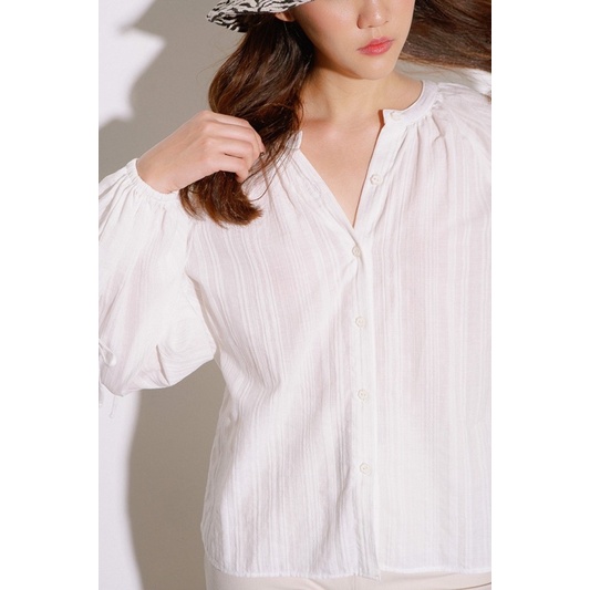 Áo SƠMI KIỂU TRENDY SHIRT màu trắng thiết kế chất vải đũi tay nơ chuẩn style hàn ullzang