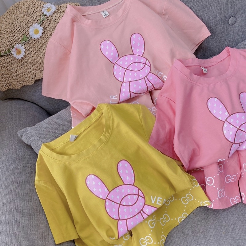 Bộ Cotton Bé Gái họa tiết thỏ GO 23-33kg❤Chất cotton 4 chiều siêu mềm mịn