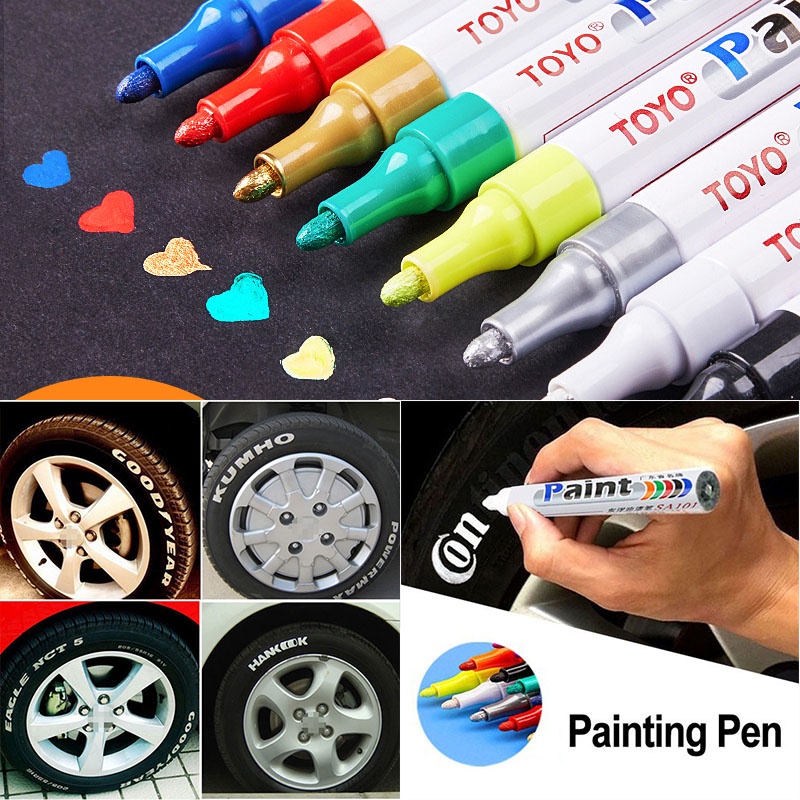 Bút Vẽ Đánh Dấu Vĩnh Viễn Bằng Cao Su Chống Nước 9 Màu Cho Xe Máy