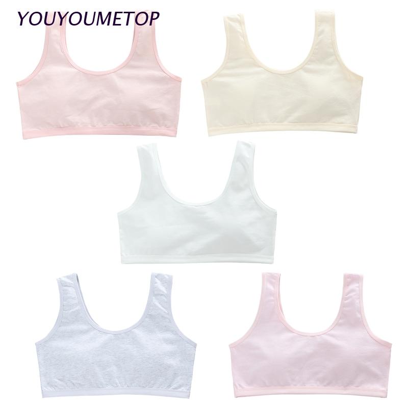 Youyo Áo lót vải cotton Một Lớp Không Gọng Màu Kẹo Trơn Dành Cho Tuổi Teen