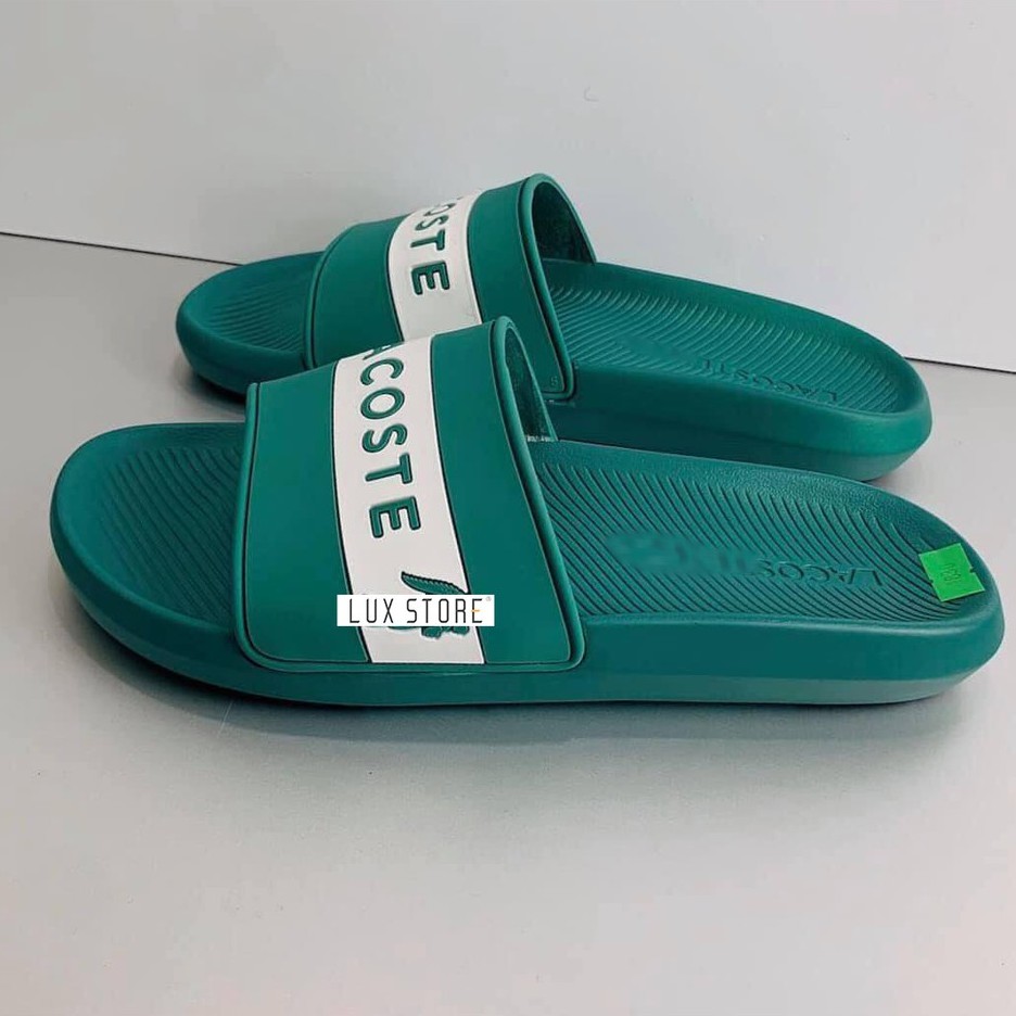 Dép quai ngang lacoste, dép unisex dáng thể thao chống nước full box - Lux Store