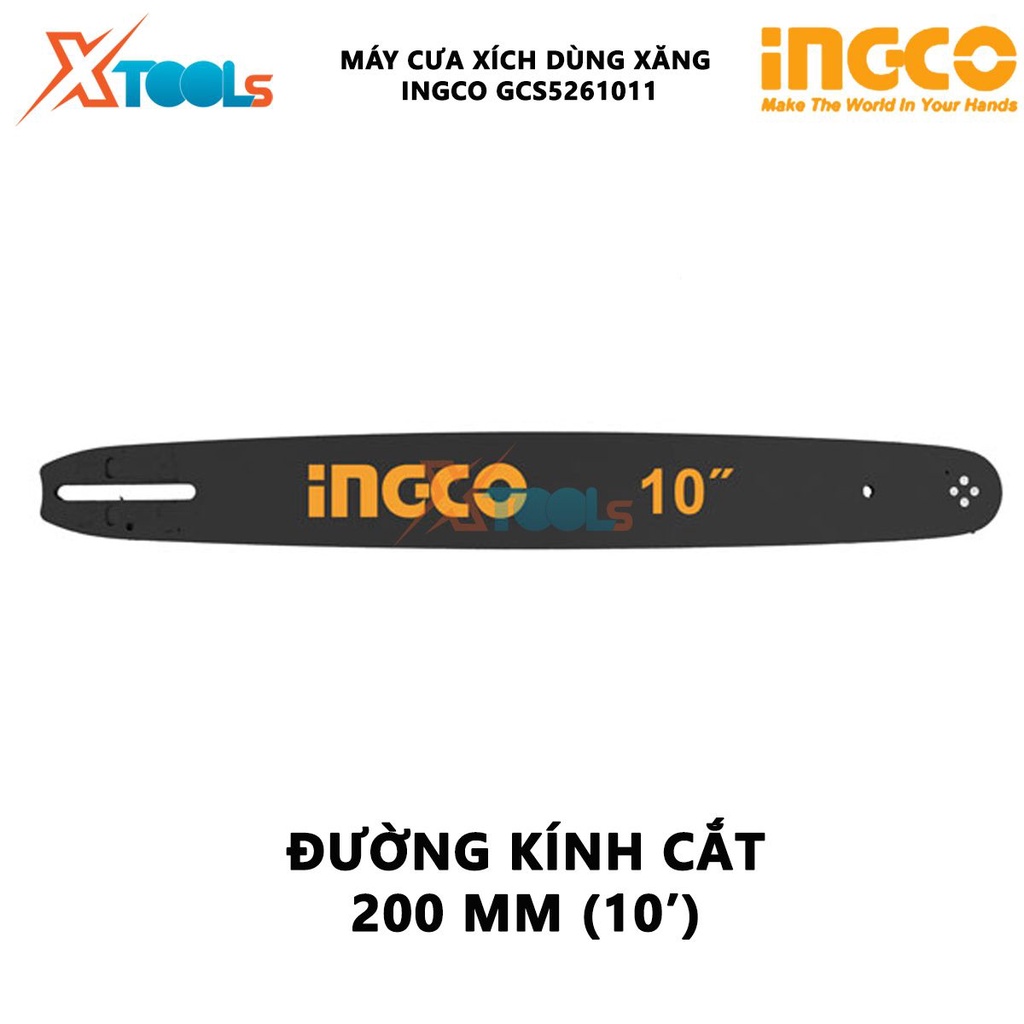 Máy cưa xích dùng xăng INGCO GCS5261011 | Máy cưa cầm tay 0.7Kw(1HP)