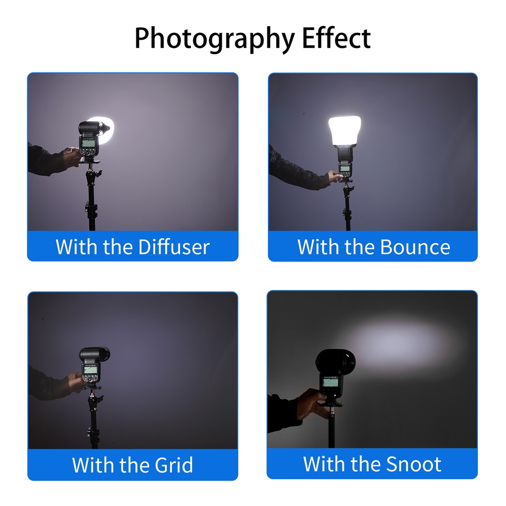 Đèn flash tản sáng SELENS 3 trong 1 có tấm chắn với 7 lọc màu gel và đế gắn nam châm tiện lợi