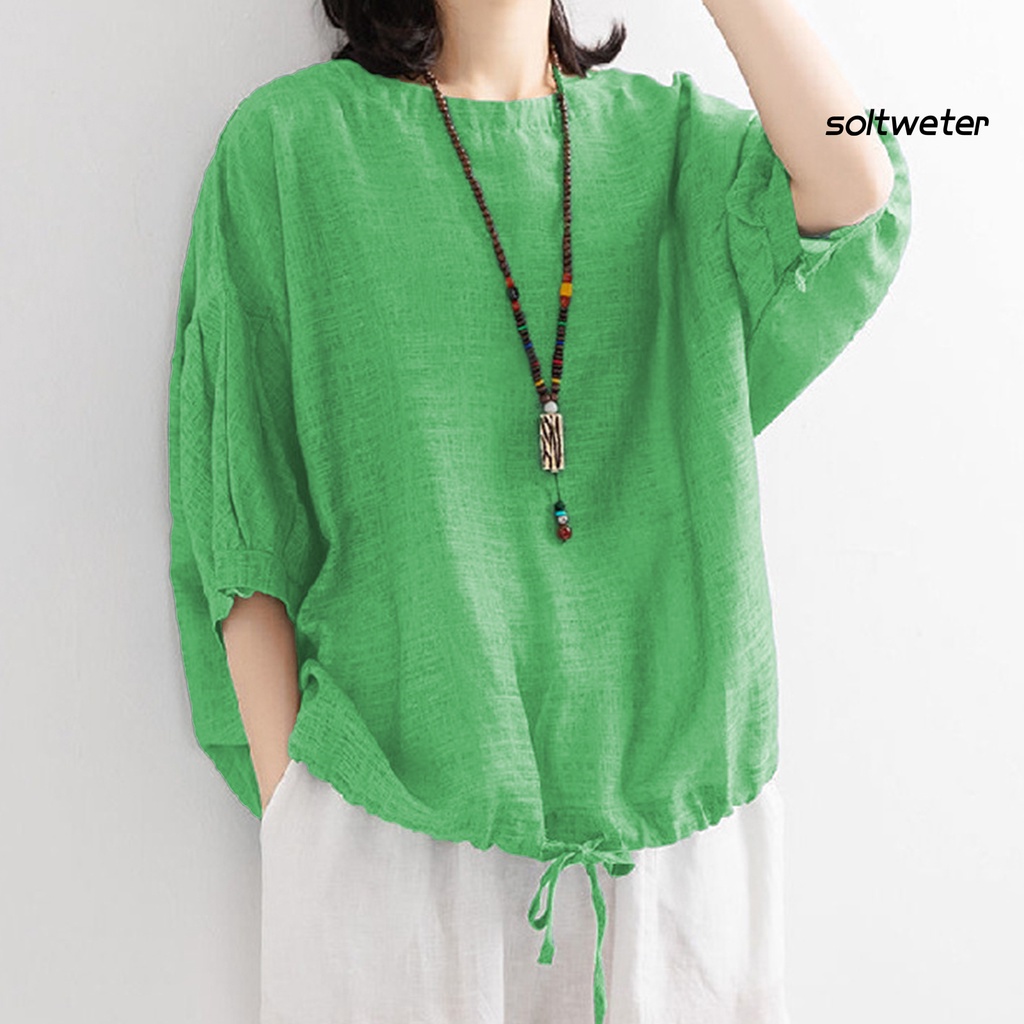 Áo Cánh Dơi Tay Lỡ Chất Liệu Cotton Thoáng Khí Thời Trang Cho Nữ Mặc Hàng Ngày