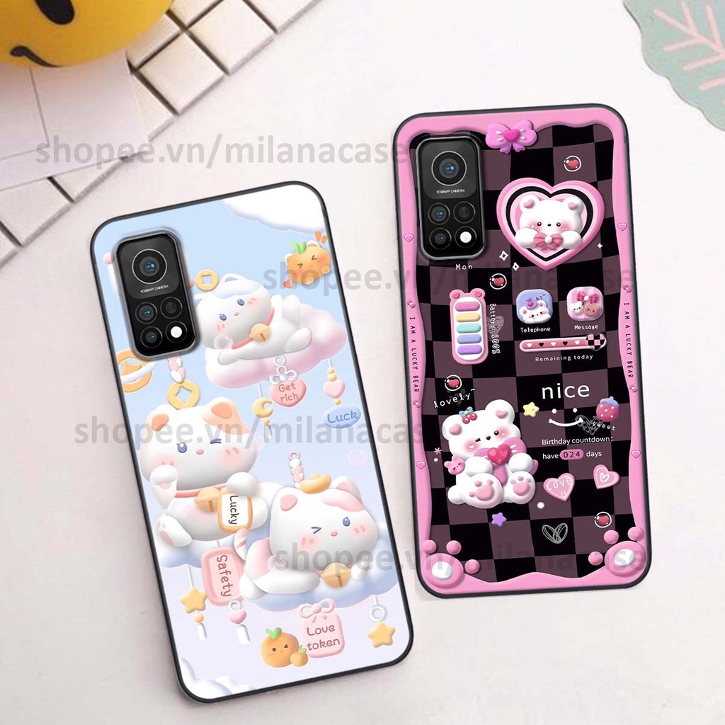 Ốp Xiaomi Mi 10T Pro hình đồng hồ icon gấu mèo cute cực dễ thương ngộ nghĩnh
