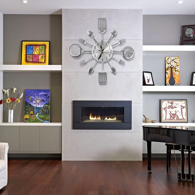 Đồng hồ treo tường hình bộ dụng cụ nhà bếp sáng tạo