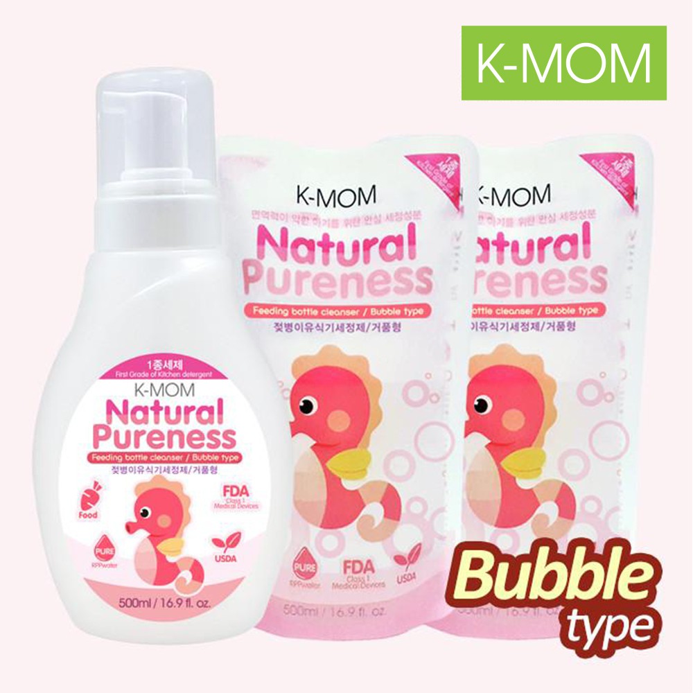 Nước rửa bình &amp; rau quả hữu cơ K-Mom Hàn Quốc dạng túi (500ml)