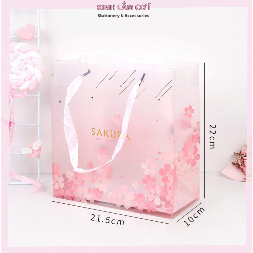 Set Hộp Quà Tặng Gồm Sổ Nhật Ký Bìa Da Khuy Bấm, Bút Sắc Màu, Tape Washi, Túi Sakura Cực Xinh [Xinh Lắm Cơ Í]