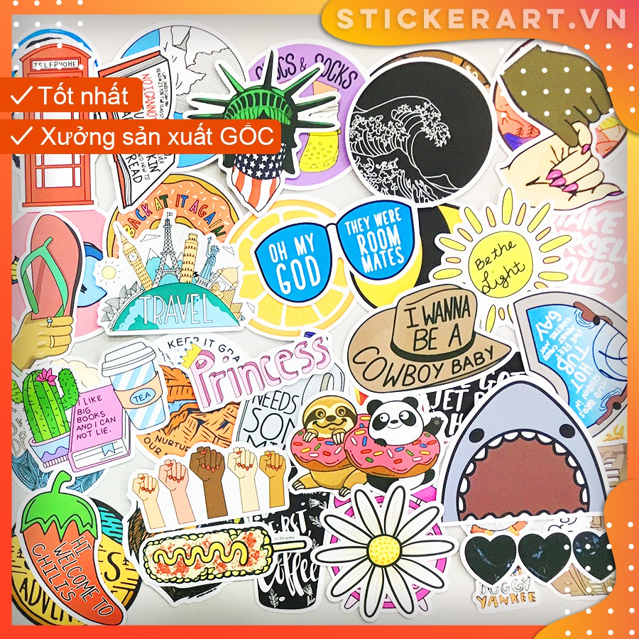 [VSCO #2] 100 Sticker chống nước/dán xe laptop mũ bảo hiểm vali...