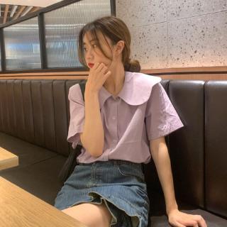 Áo sơ mi tay ngắn cổ lá sen thời trang mùa hè