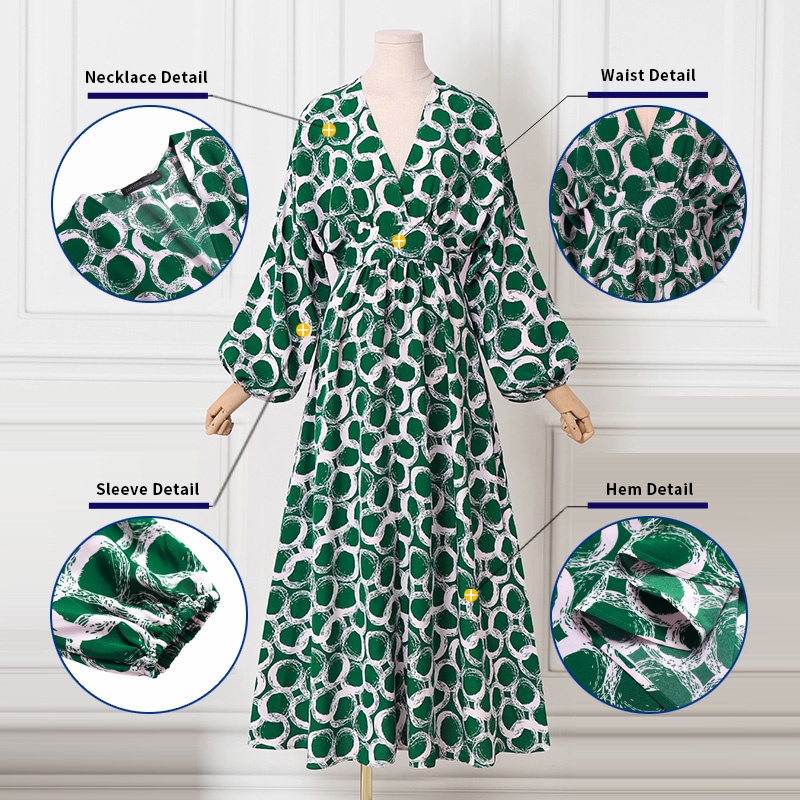 Đầm Zanzea tay dài cổ chữ V phong cách Châu Âu thanh lịch cho nữ