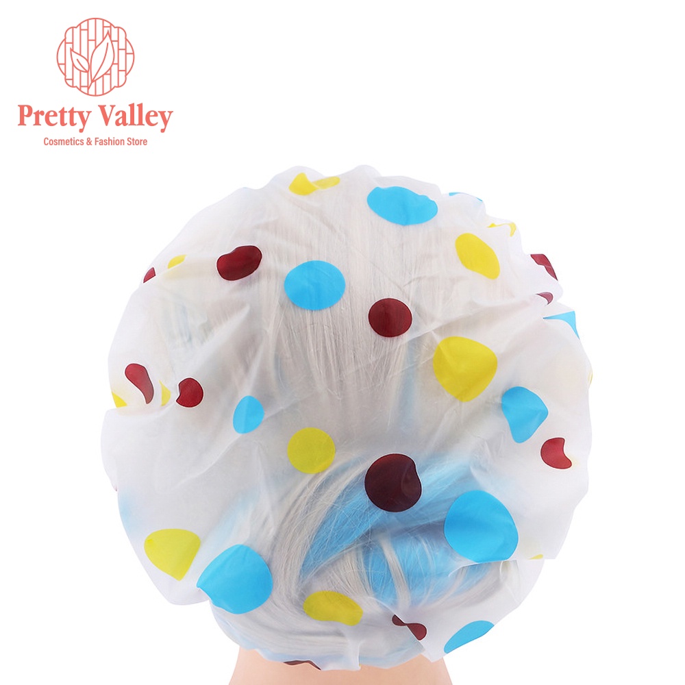 Mũ trùm nhuộm tóc, ủ tóc Pretty Valley Store Mũ trùm tóc chống nước khi tắm, nhuộm, ủ tóc loại dày nhiều họa tiết