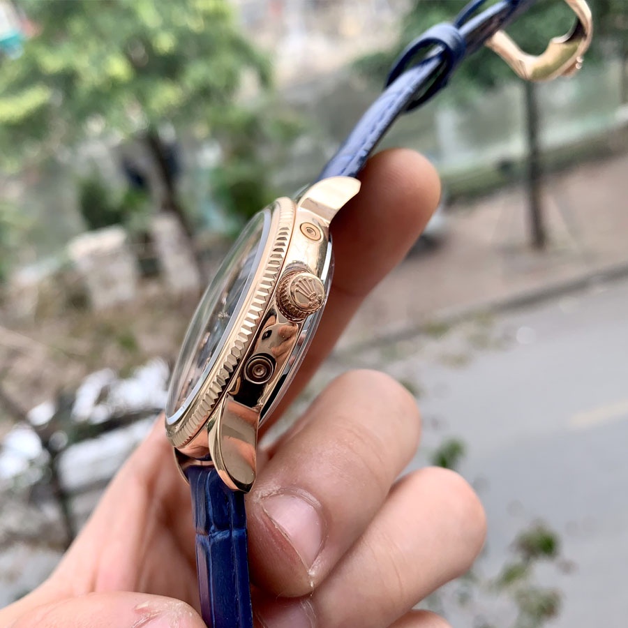Đồng hồ Rolex nam máy cơ Nhật mạ vàng dây da kim loại Automatic size 40mm 41mm