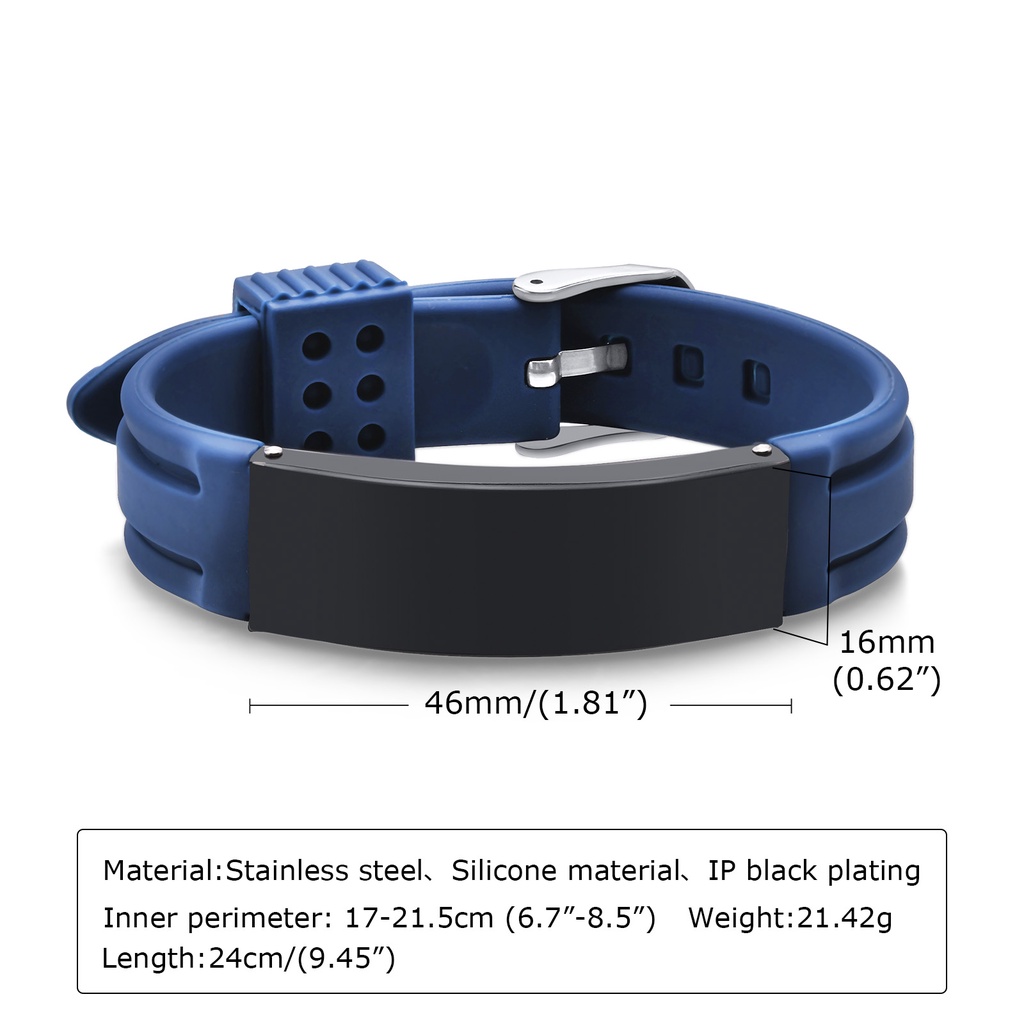 Vòng Tay Silicone Thép Không Gỉ Khắc Tên Nhãn Hiệu Vnox Cho Nam