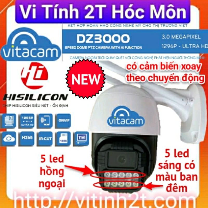 Camera PTZ VITACAM DZ3000 - 3.0Mpx độ phân giải 1296P Ultra HD siêu nét