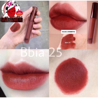 (Auth-màu 25) Son BBIA 25 🍀 FREESHIP🍀 Son kem Bbia Velvet Lip Tint màu 25