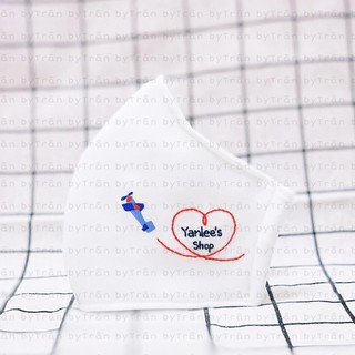 Khẩu trang linen thêu tay Máy bay - thêu tên riêng theo yêu cầu