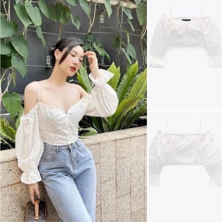 Áo trễ vai embroidered zara