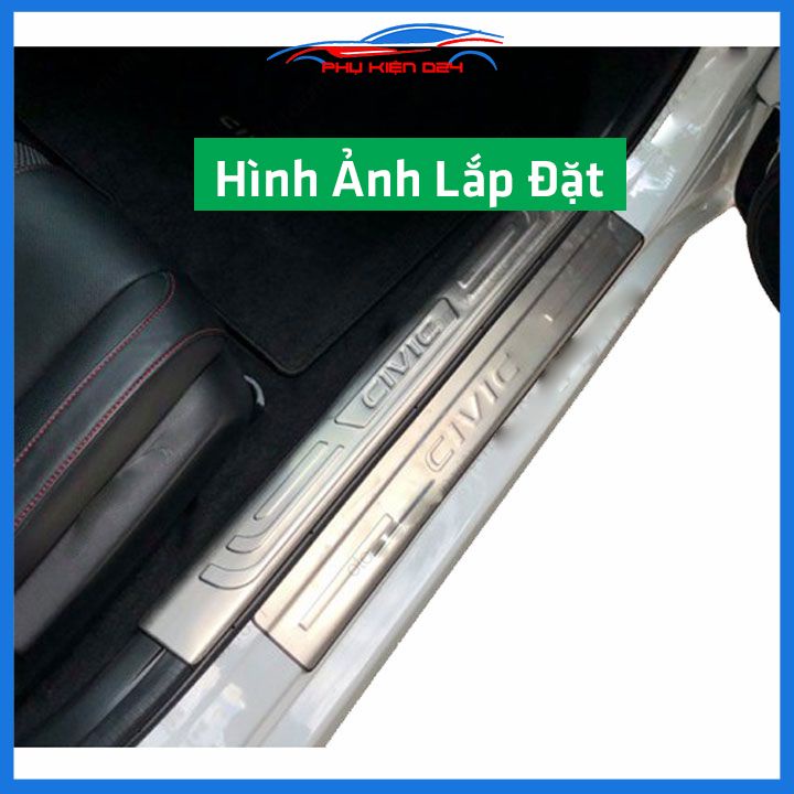 Bộ ốp bậc cửa trong ngoài nẹp bước chân Civic 2016-2017-2018-2019-2020-2021-2022 Inox chống trầy trang trí xe