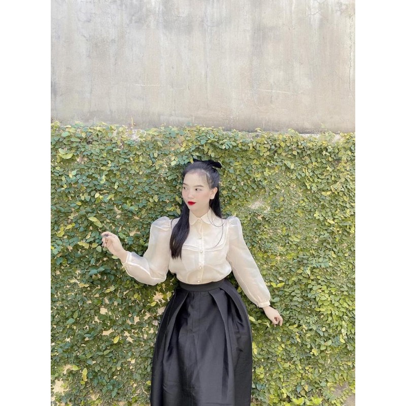 Áo sơmi tơ Organza ruby