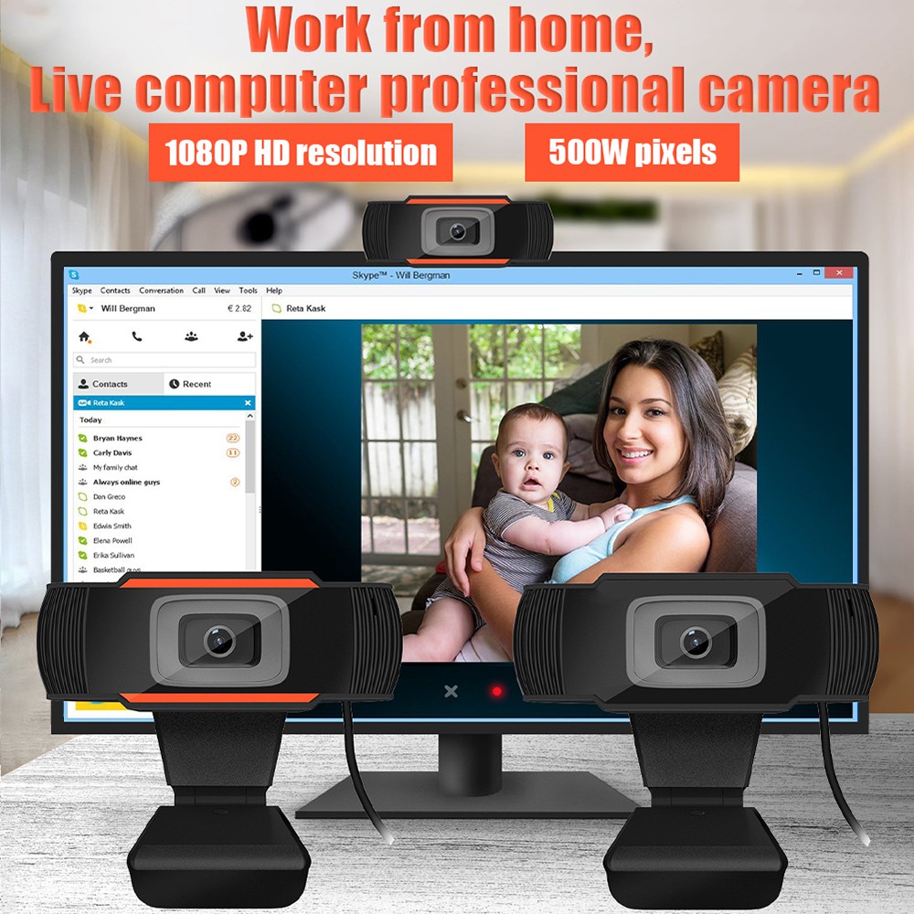 Camera 1080P Webcam HD gắn cho PC Laptop 360 độ