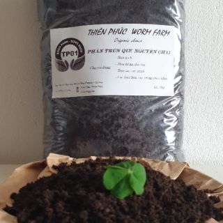 Phân trùn quế nguyên chất giảm ẩm- Túi 1kg
