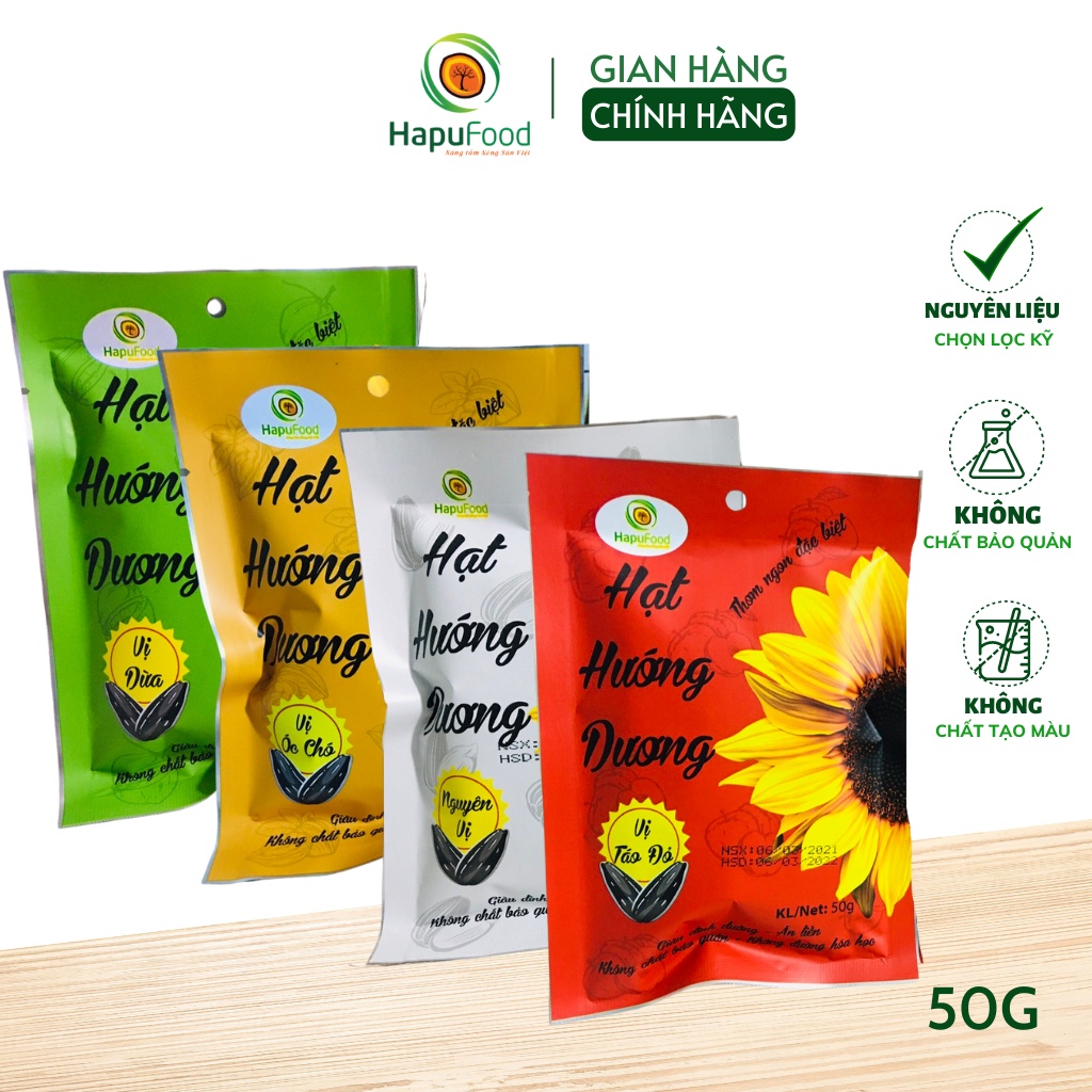 Hướng dương vị dừa/vị óc chó/nguyên vị/vị táo đỏ HAPUFOOD gói 50G