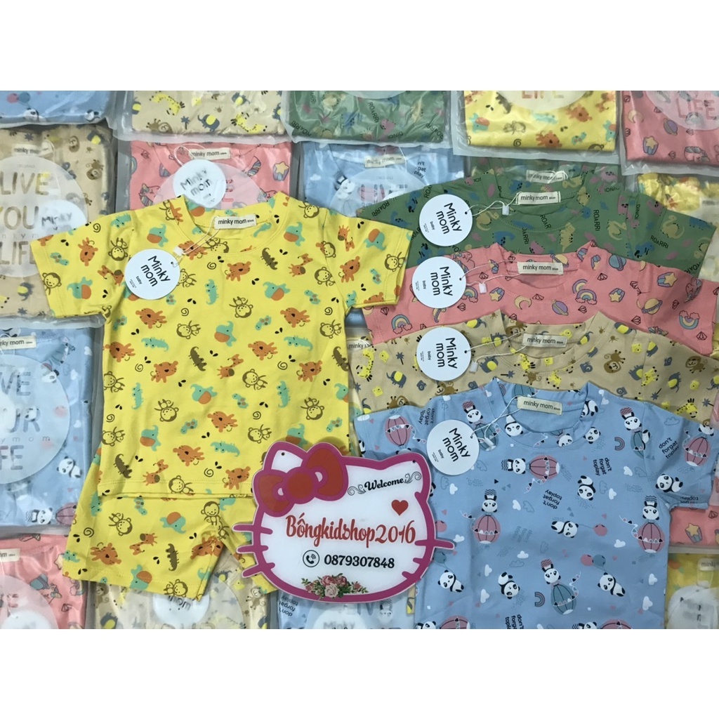 ( Cotton 4C ) Bộ cộc tay Minky Mom bé trai và gái.